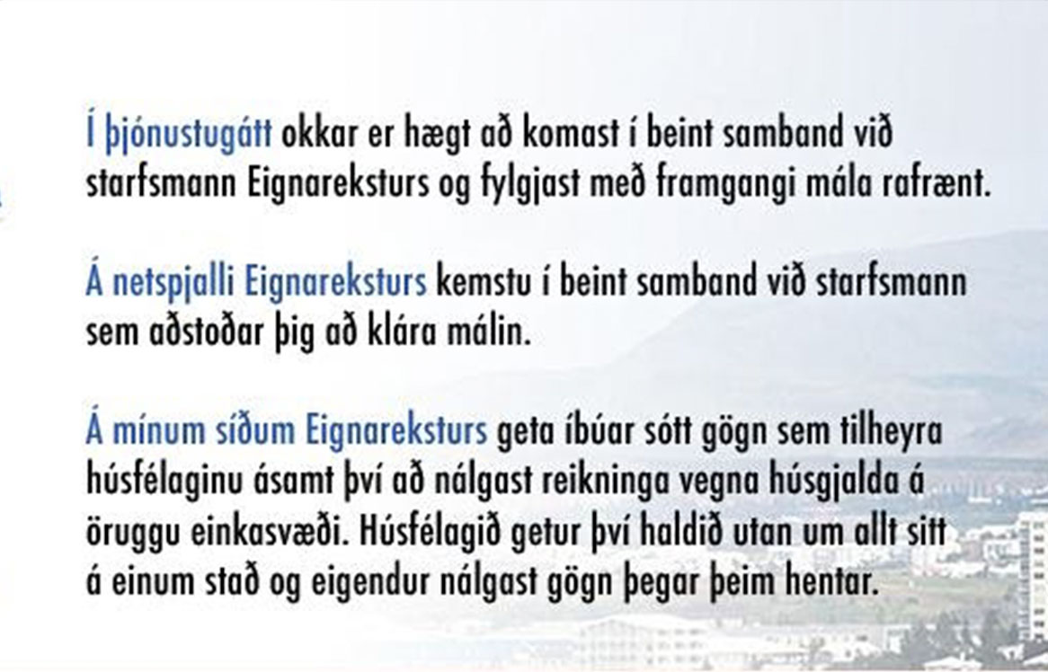 Mínar síður - Netspjall & Þjónustugátt á Eignarekstur.is